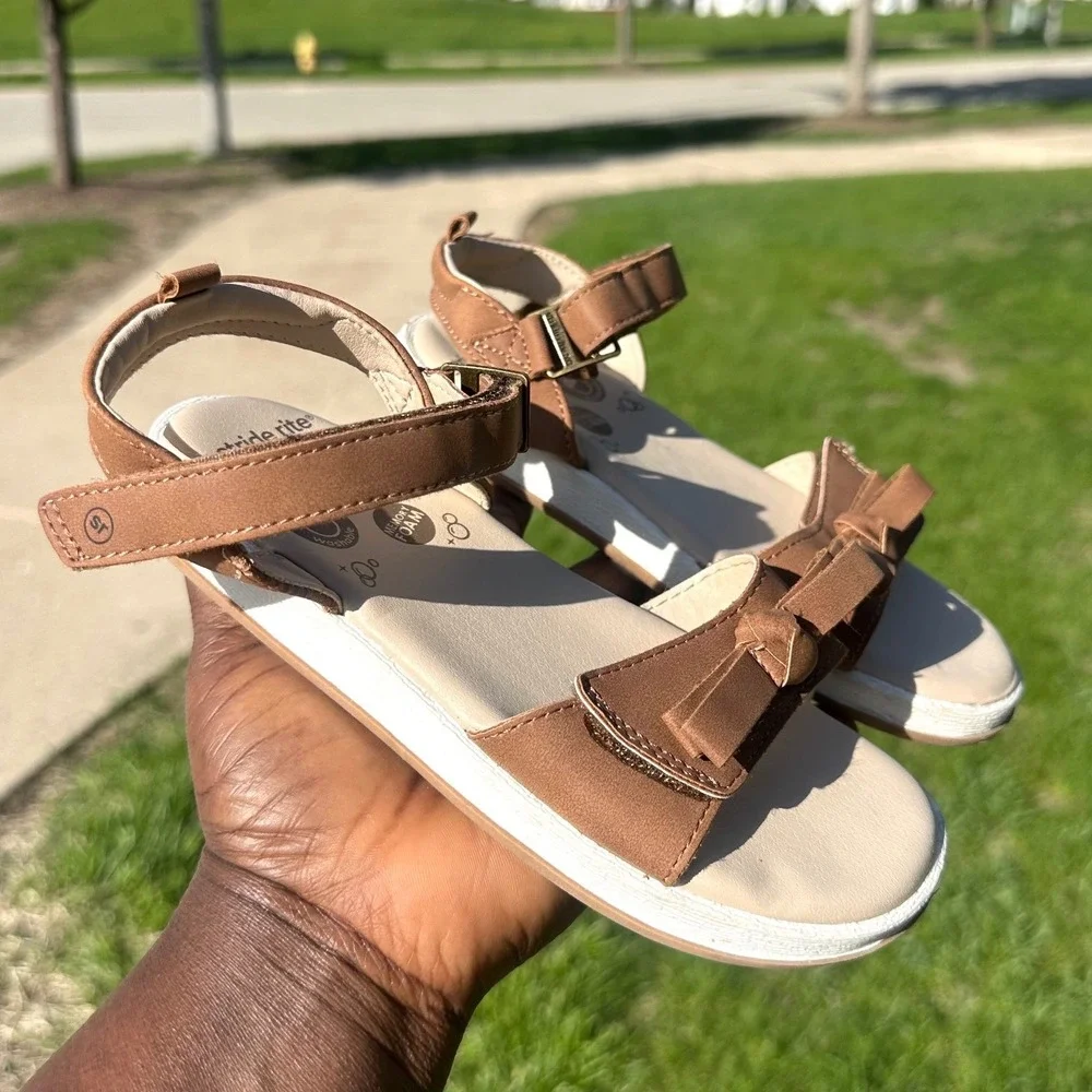 Stride Rite 360 Toddler Girl Delilah Bow Memory Foam Sandals Size 12 Tan